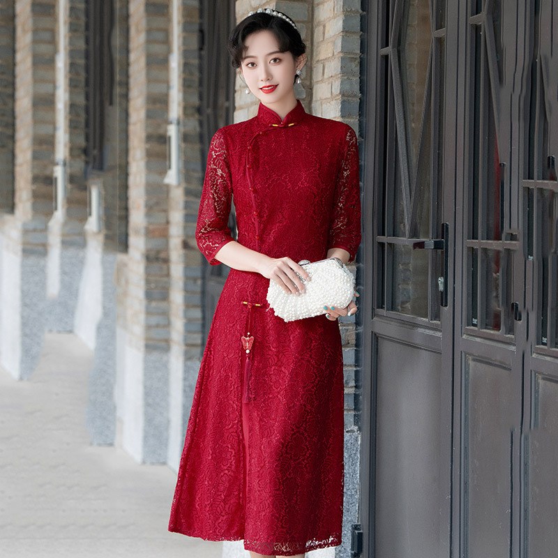 速发红色旗袍2025夏季国风小个子妈妈中考高考送新娘旗袍敬酒服礼