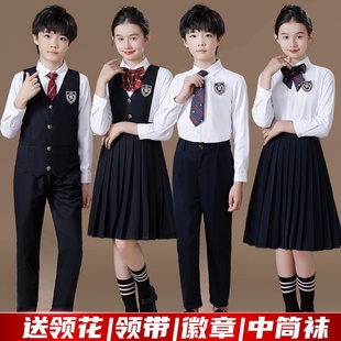 速发班服长装 学院风校服中小学生jk百唱裙套裙儿童合褶演出服