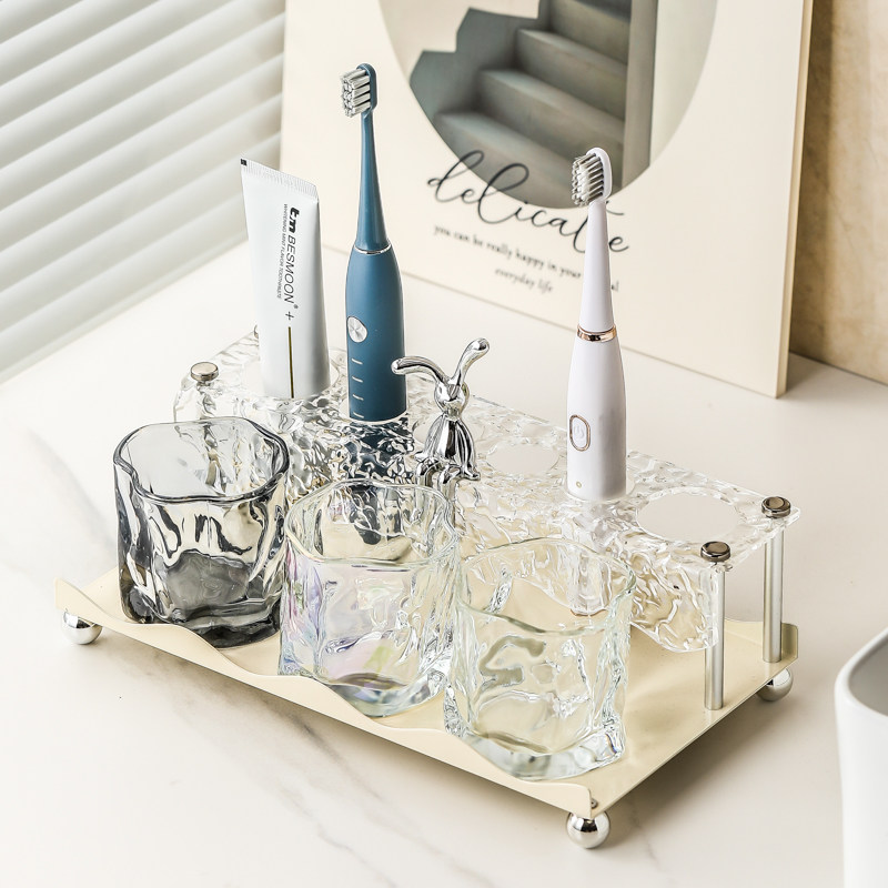 速发值奢牙刷置物漱化妆室洗架台高颜轻收纳层架刷牙杯漱口杯洗漱