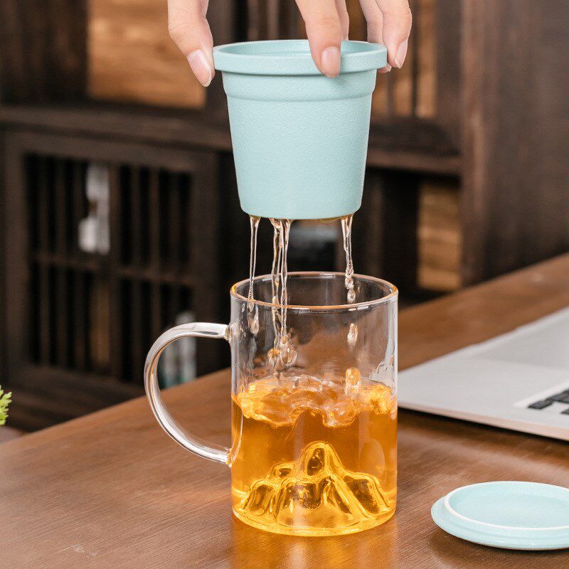 速发手璃把玻陶瓷带盖内胆水杯三件用家套办公观山泡茶杯商务礼品