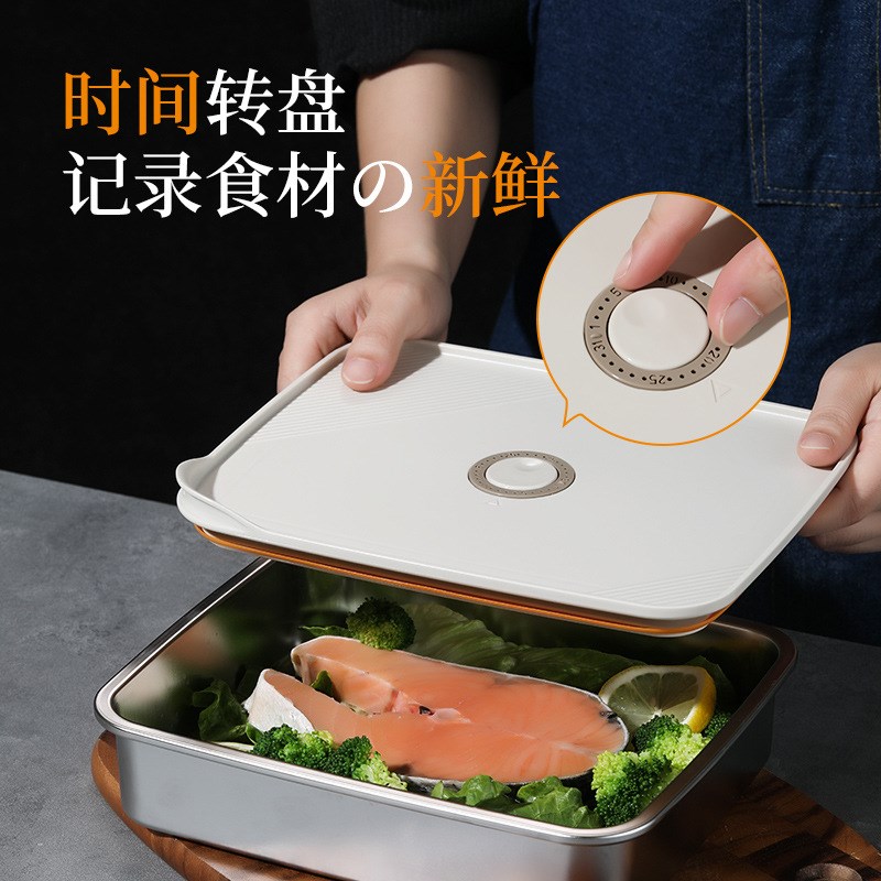 速发不锈钢保鲜盒级餐盒密封饭盒便当纳冰箱收盒盒葱姜蒜盒子