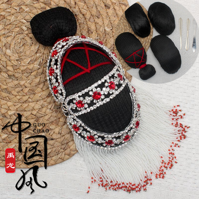 速发三曲包头用品全套京剧越扁旦角花旦化妆配件发垫发簪大剧簪后