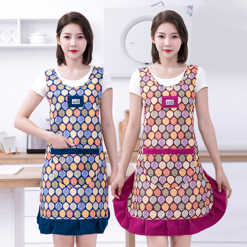 速发高档田园风气厚竹节棉围裙家用厨房2022新款韩版洋加时尚无袖