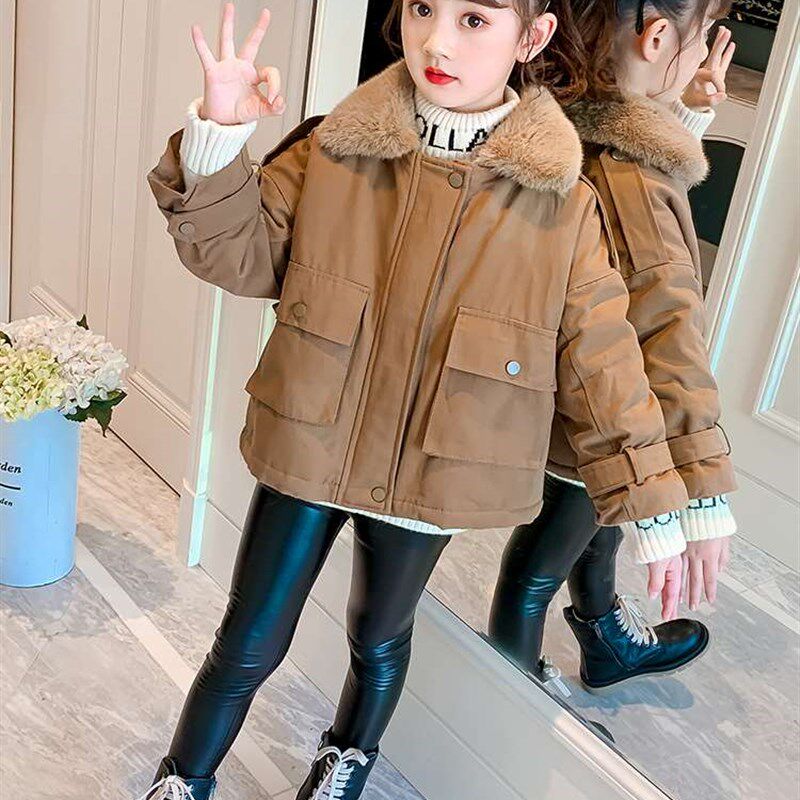 极速女童外套秋冬款2022新款中大童洋气时髦儿童短款派克服加厚童