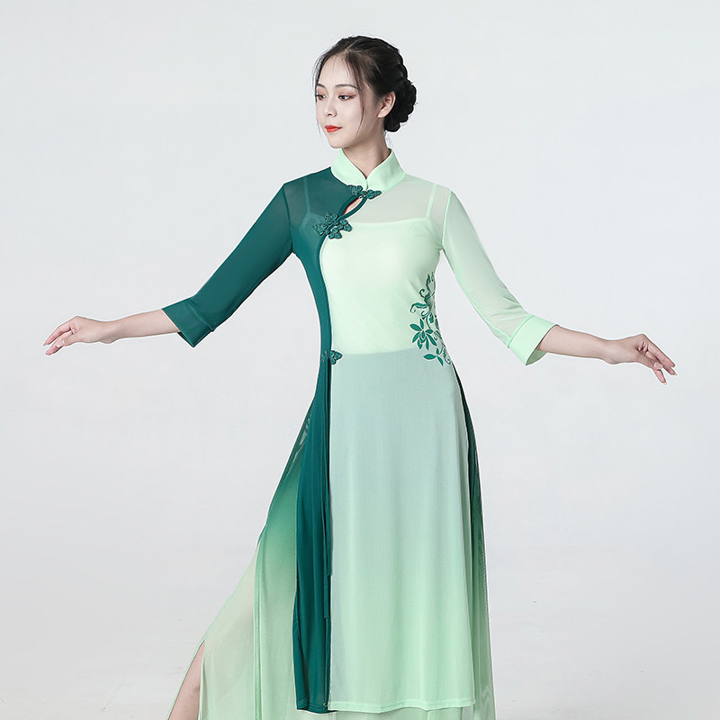 好货弹力飘逸舞蹈表演服 古典中国舞练功服纱衣 女士舞台练功服装