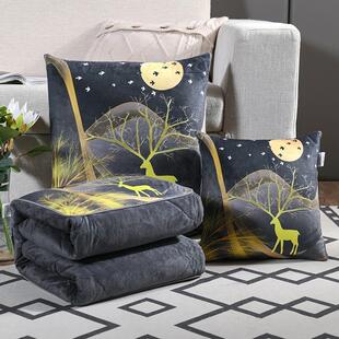 折叠被子抱枕两用车载车内多功能珊瑚绒宝马枕头被子二合一空调被