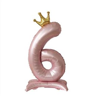 40寸带底座大号珠光粉数字铝膜气球生日装饰场景布置女孩周岁拍照