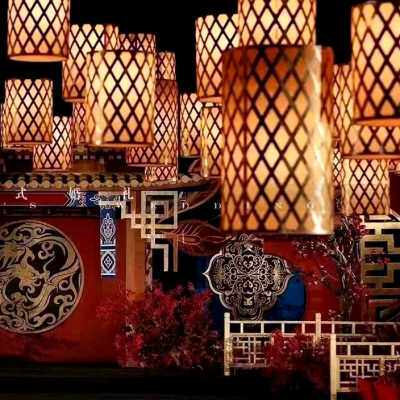 极速新款铁艺中式灯笼路引婚庆道具天灯场景布置婚礼吸顶灯笼装饰