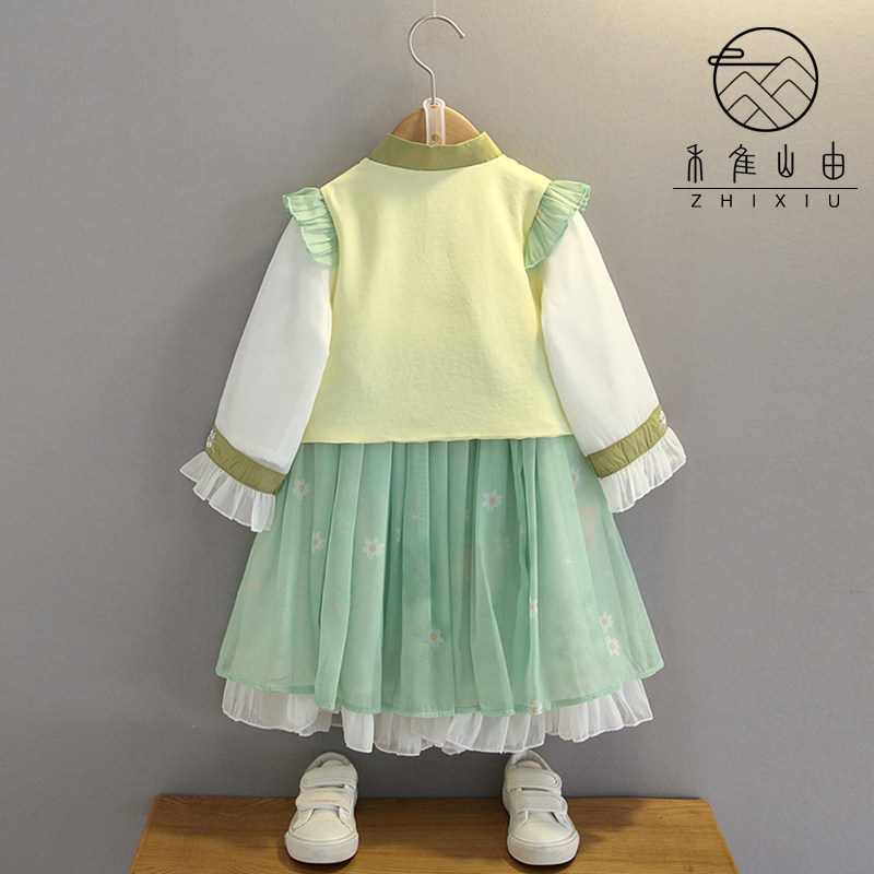 极速女童汉服2023春秋古装小女孩套装裙中国风古筝儿童超仙民族国