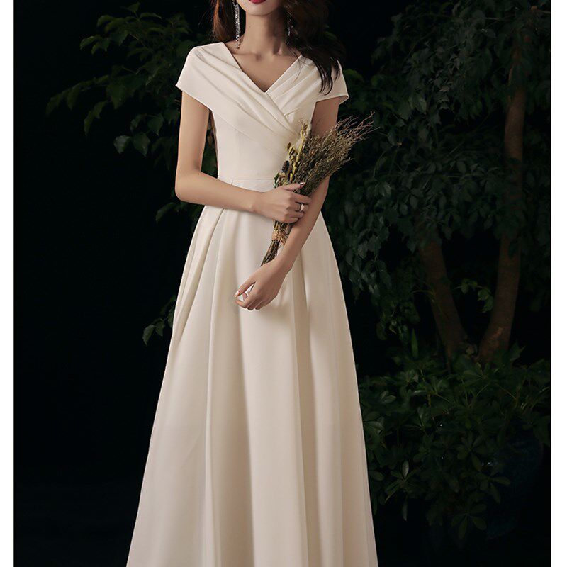 合唱服轻大码婚纱小礼服法式缎面出门纱日系韩式领证登记晚韩式