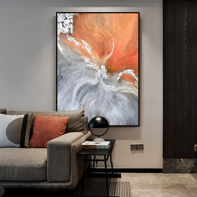 极速水竞手绘油画客厅挂画落地画现代简约沙发挂画抽象画轻奢玄关