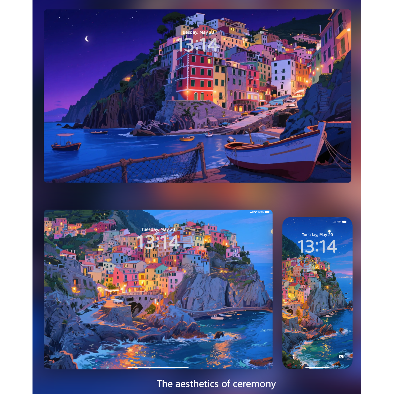 15张悬崖小镇的暮色时光动漫4K8K高清壁纸iPhone手机iPad平板电脑
