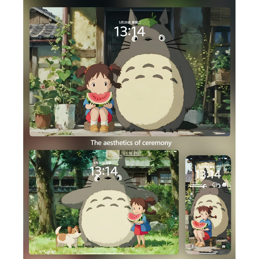 12张西瓜味的夏天与龙猫同乐4K8K高清壁纸iPhone手机iPad平板电脑
