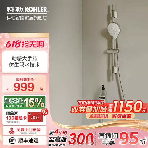 科勒大置物平台淋浴花洒套装