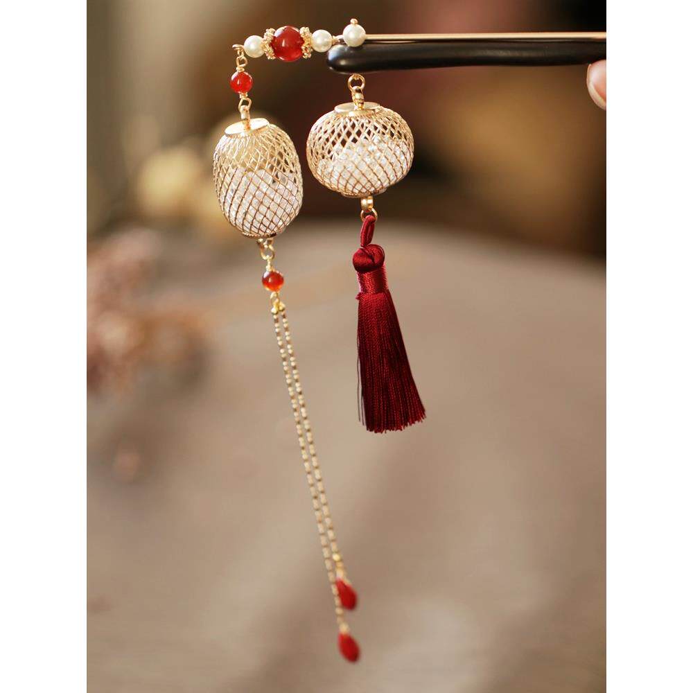 灯笼簪子原创古典木簪盘发发簪高级感旗袍配饰国风仙女丸子头头饰