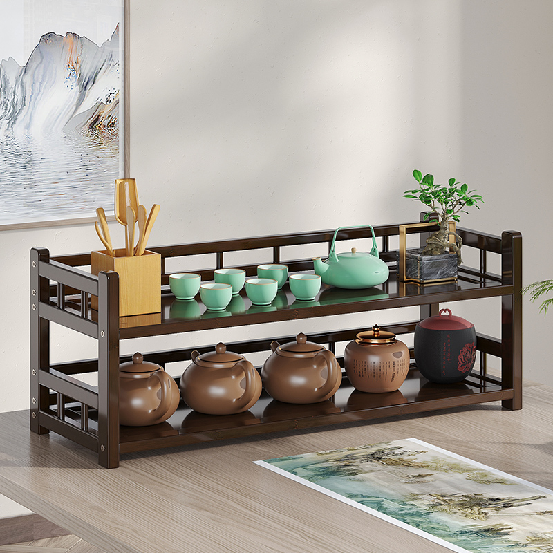 速发茶架子置物室摆中式博古架小型茶具架茶碗收纳层架茶架紫砂壶