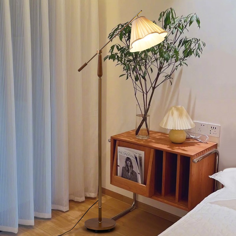速发法式美古落地灯设式复计感轻奢客厅卧室摇臂阅读钓鱼灯具