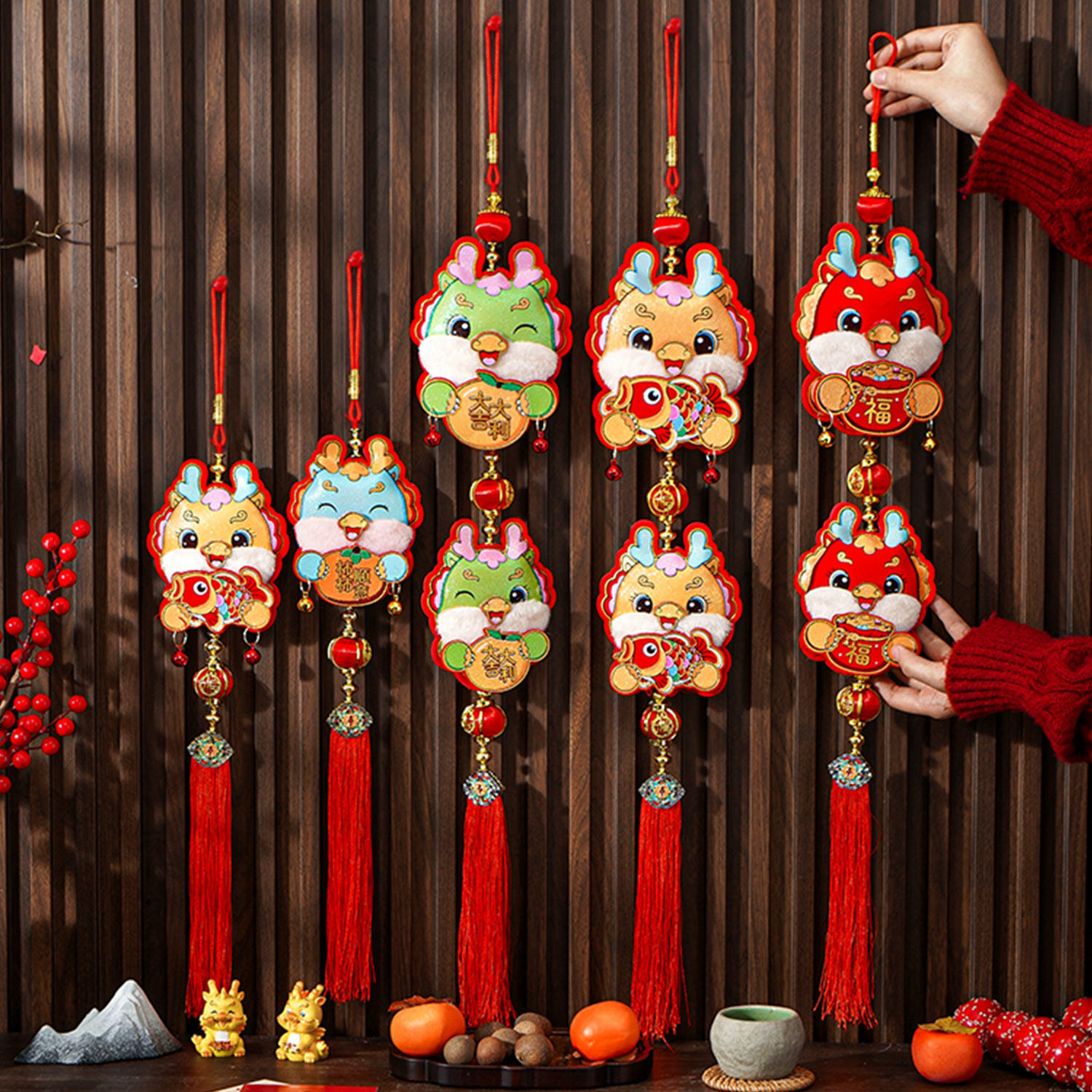 速发春节元旦商场氛围装饰品小室件20厅4龙年生肖创意挂内客2挂饰