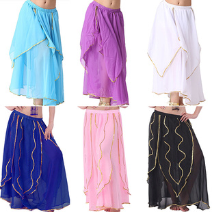 速发裙皮舞4片裙片链肚 习方舞四片裙子 舞蹈练东裙 表演黑色