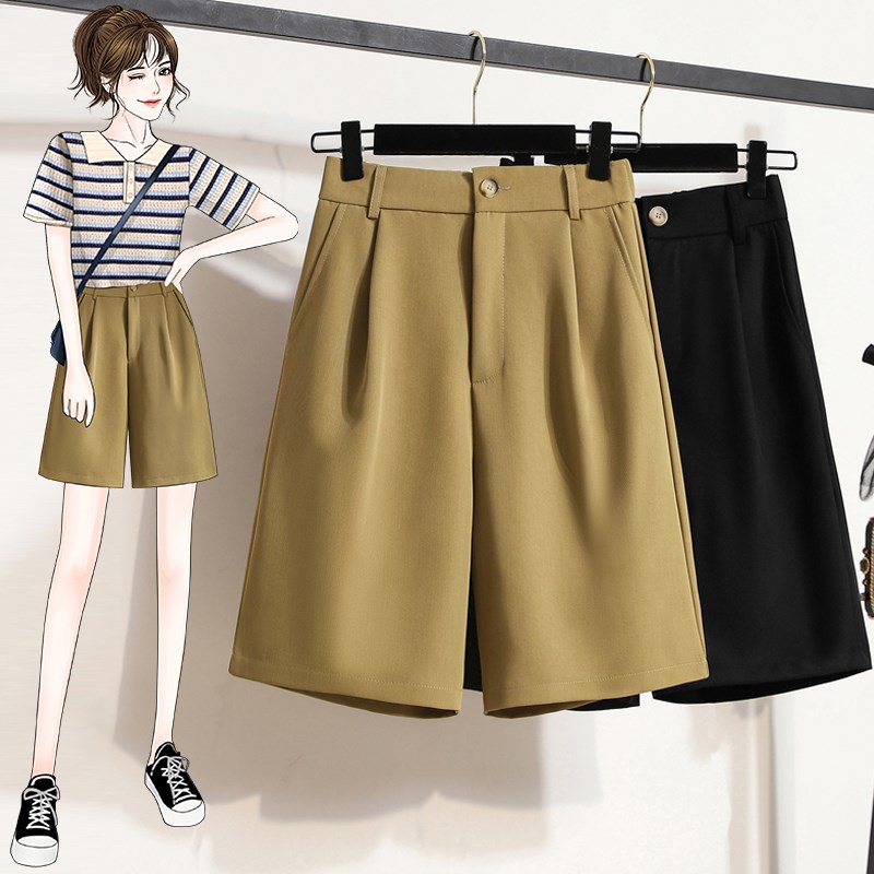 速发大码装新款潮胖妹妹短搭休闲裤减龄裤百五分裤中裤裤子