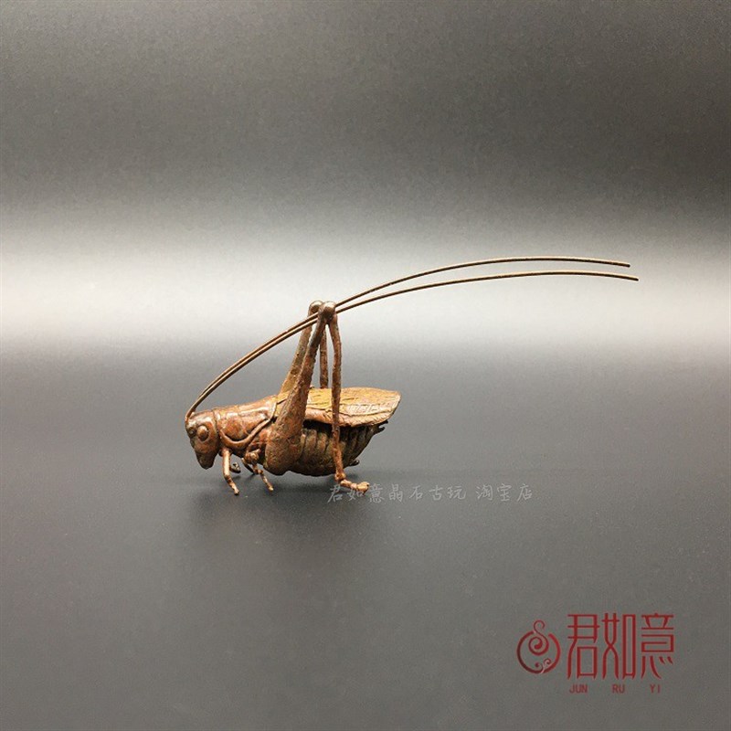 速发纯铜手雕小摆蚱铜蟋蟀铜蝈蝈小蚂件铜蚂蚱茶宠铜艺铜工件铜玩