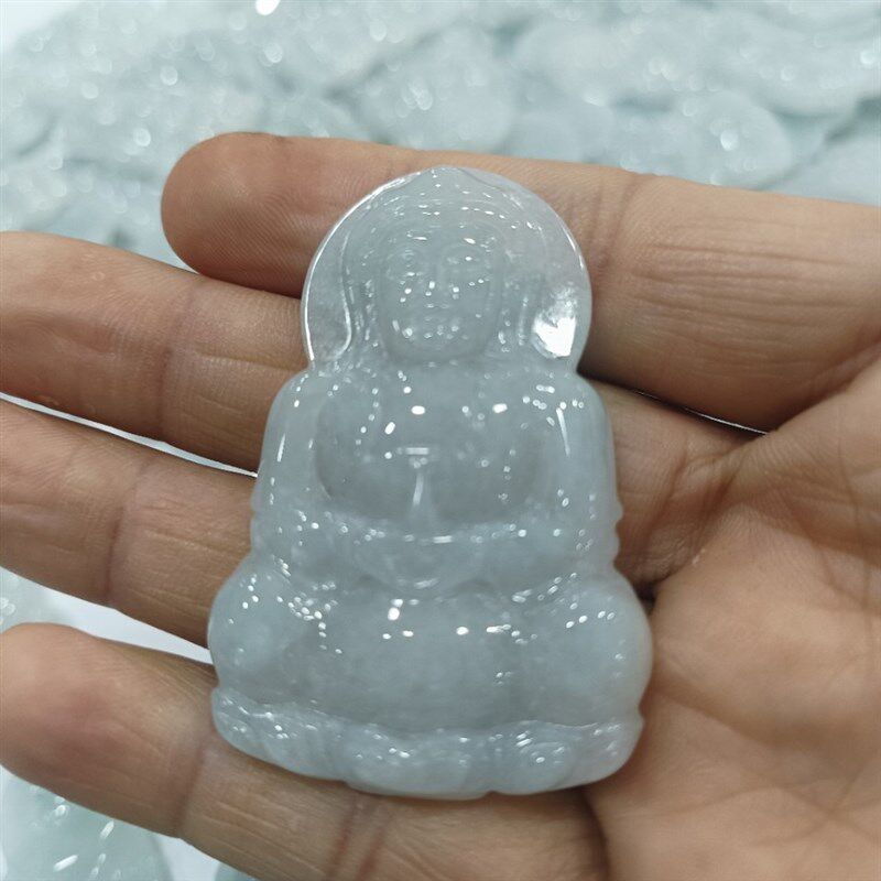 速发冰糯种玉石翡翠缅甸玉手工观音吊坠大版吊款翡翠男坠音观玉挂