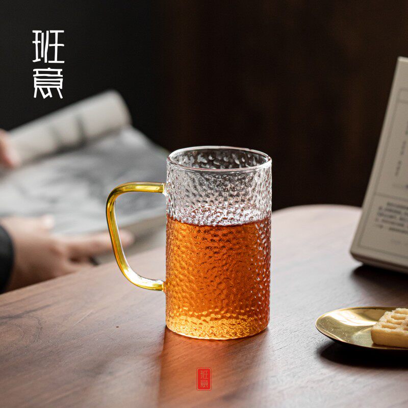 速发班透 玻璃茶杯大容量直觉办公室杯耐热意明泡茶杯家用水杯咖