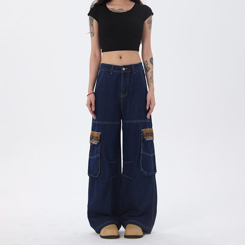 MAXME抓痕民族风刺绣牛仔