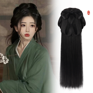 古风汉服假发一体式全套头饰战国袍后压发包盘发造型古装假发垫发