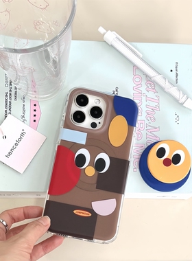 SecretRoom拼接撞色卡通磁吸手机壳表情适用苹果17promax新款iPhone16Pro磁吸支架15可爱创意14pro保护套全包