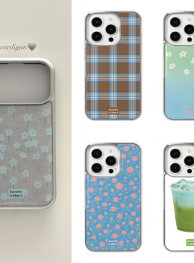 midmaly韩国代购正品“碎花格纹抹茶拿铁”iPhone17promax手机壳air苹果15pm银边16pro滴胶壳14银边防摔