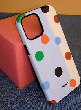 原创复古美式波点韩国进口菲林适用iPhone16promax手机壳15pro苹果14泡面13全包12新款二合一11高级简约