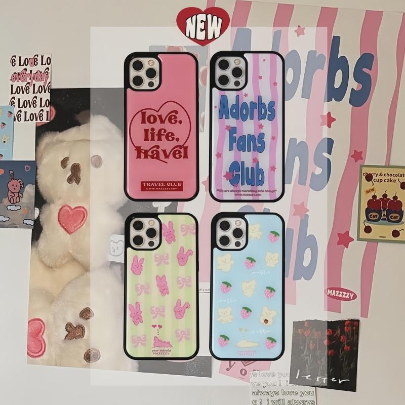 SecretRoom韩国代购正品mazzzzy【条纹兔子松饼熊】iPhone16promax手机壳可爱苹果15pro黑边14pro全包13字母