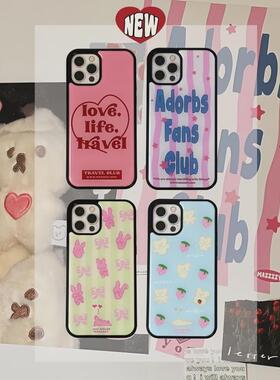 SecretRoom韩国代购正品mazzzzy【条纹兔子松饼熊】iPhone16promax手机壳可爱苹果15pro黑边14pro全包13字母