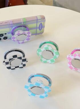 SecretRoom原创ins风花朵镜面手机壳磁吸支架气囊伸缩MagSafe