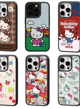 SecretRoom原创黑边【HelloKitty凯蒂猫】iPhone16promax磁吸手机壳可爱苹果16/15/14/13/12全包防摔手机套