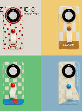 SecretRoom拼接格纹波点立体圆球皮质指环扣适用华为mate60pro+手机壳pura70pro小众原创设计简约防摔情侣款