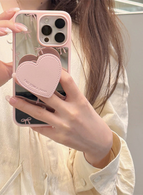 SecretRoom少女粉“镜面蝴蝶结”粉色iPhone16promax手机壳ins风适用于苹果15pm爱心支架14Pro软边13防摔