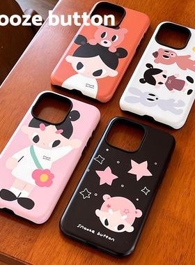 snooze button新款韩国进口圆边磨砂菲林二合一手机壳苹果16promax原创插画设计iphone15/14promax/13保护壳
