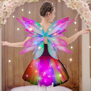 新品花仙子发光翅膀道具精灵背饰公主裙子小魔仙套装女孩节日礼物