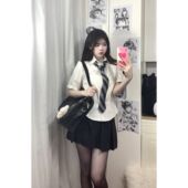 显瘦纯欲辣妹学姐泡泡袖 上衣套装 jk收腰衬衫 修身 颜沐溪 今姬