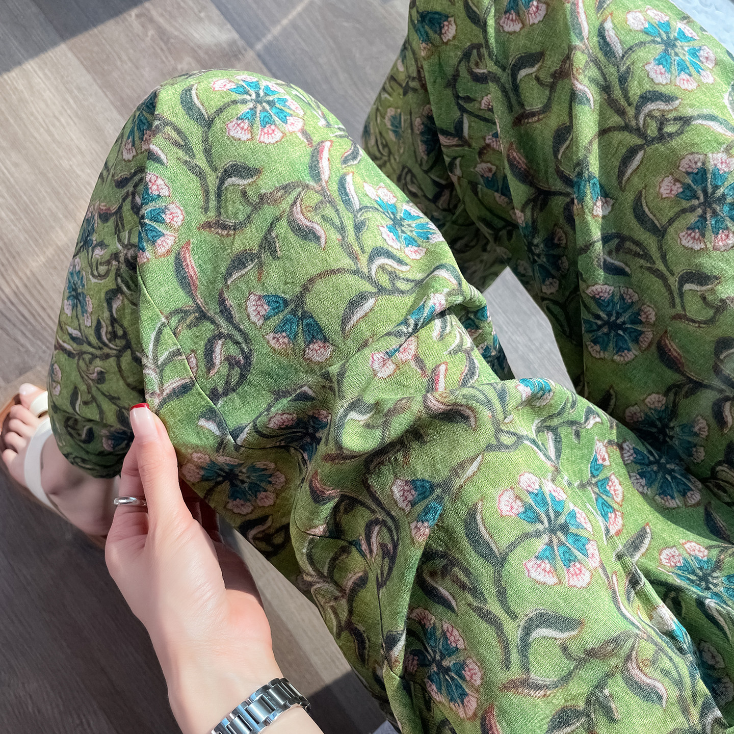 印花阔腿裤女夏季薄款休闲花裤子