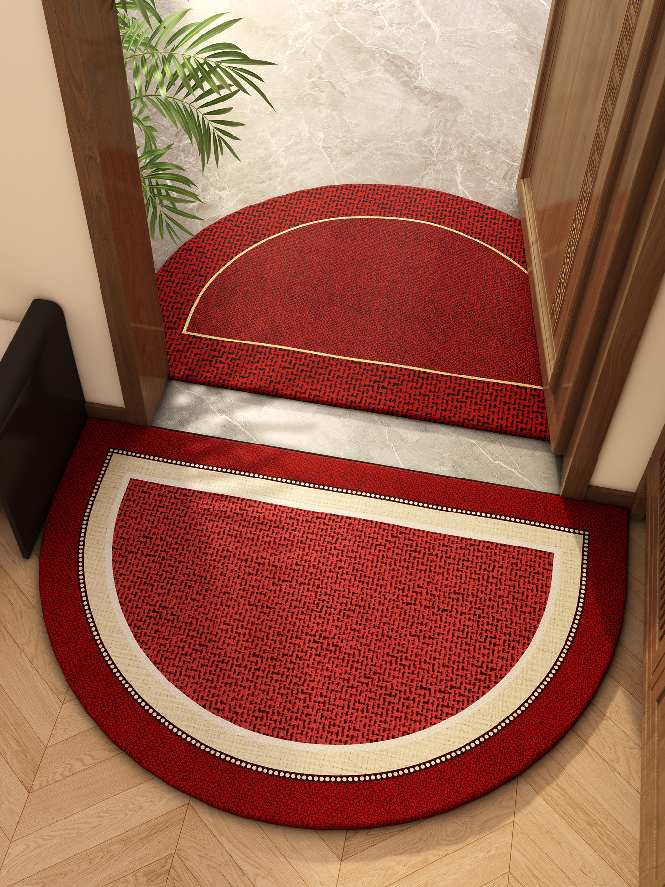 入口门地垫红色节日门垫家庭入口地毯防污防滑入口半圆形门垫,居家布艺,家用脚垫,淘宝优惠券,粉丝福利购,淘宝优惠卷