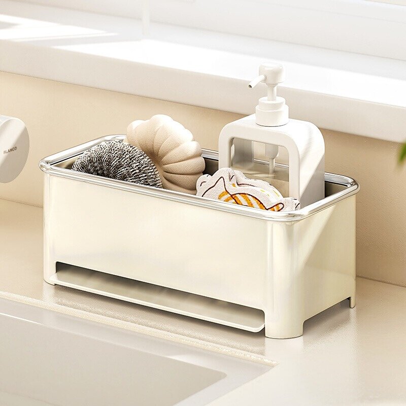 日本进口厨房沥水架水槽洗碗池抹布架洗洁精水龙头置物架台面收纳