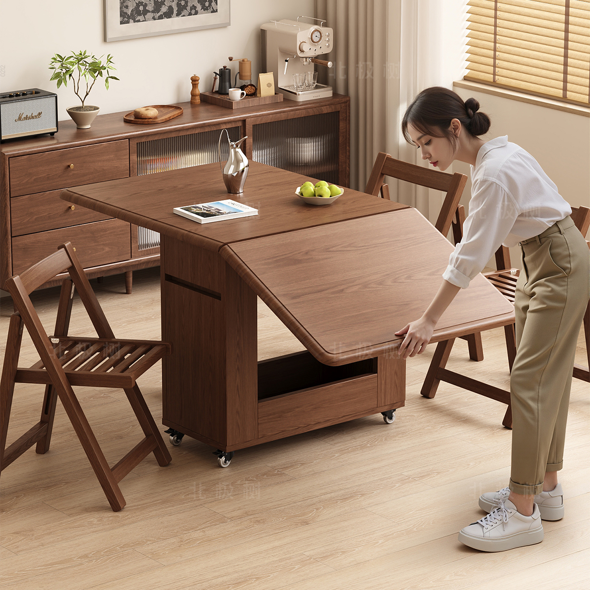 实木折叠餐桌家用小户型饭桌长方形餐桌椅可折叠折叠桌吃饭桌子