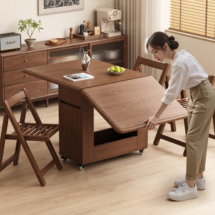 实木折叠餐桌家用小户型饭桌长方形餐桌椅可折叠折叠桌吃饭桌子