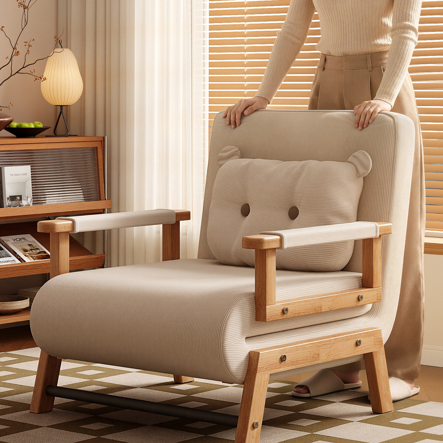 实木沙发床折叠两用2026新款简约现代家用小户型单人折叠式沙发床,住宅家具,沙发床,淘宝优惠券,粉丝福利购,淘宝优惠卷