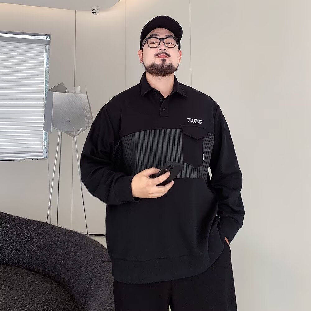 PANG哥 潮牌大码男装秋胖子潮流2025圆领卫衣男宽松加肥加大