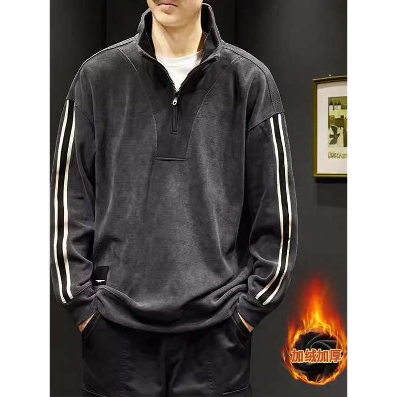 PANG哥半拉链立领卫衣秋冬款加绒加厚休闲男装上衣潮牌秋冬季外套