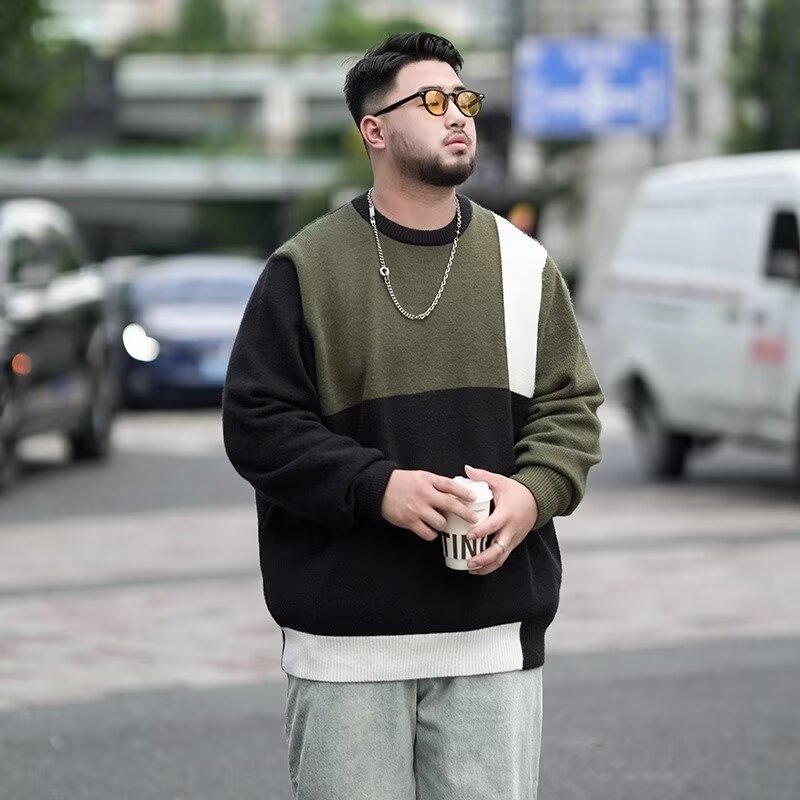 插色毛衣男卡通提花针织衫